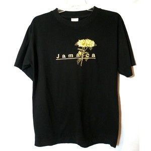 Island Tees Womens T Shirt Size Large Multicolor Jamaica Floral Embroidered